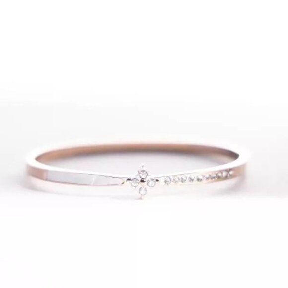 IRAMAT Crystal Accent Bangle Bracelet - Elegant Women's Jewelry in Gold & Silver - Picture 1 of 4